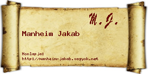 Manheim Jakab névjegykártya